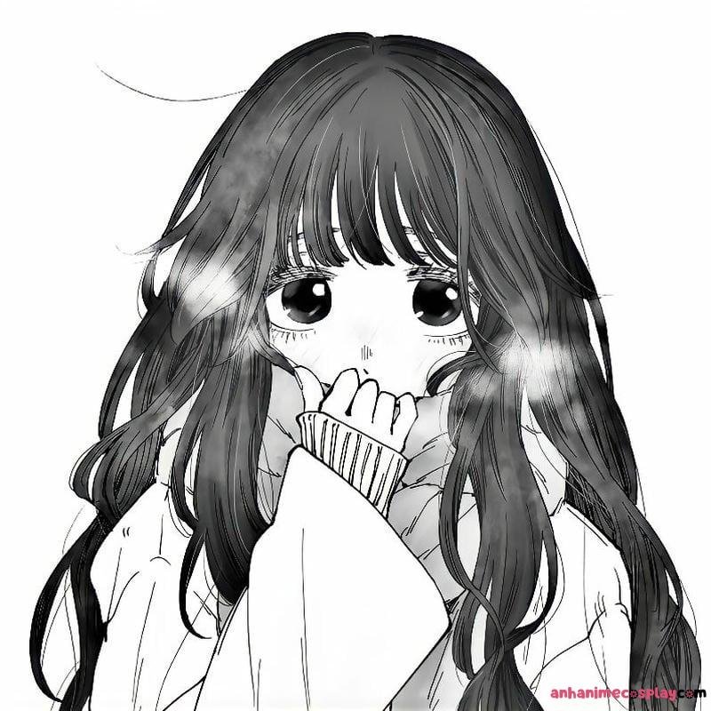 ảnh anime nữ trắng đen tóc ngắn